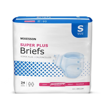 Mckesson McKesson Super Plus Incontinence Brief S Contoured, Moderate, PK 24 BRCLSM